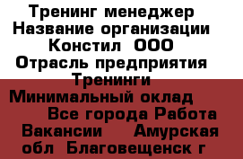 Тренинг менеджер › Название организации ­ Констил, ООО › Отрасль предприятия ­ Тренинги › Минимальный оклад ­ 38 000 - Все города Работа » Вакансии   . Амурская обл.,Благовещенск г.